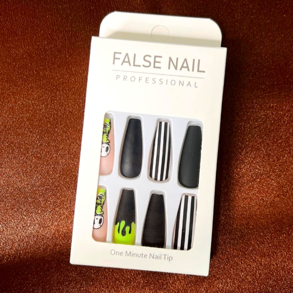 Nightmare before Christmas Black Matte Halloween Press On Nails False Nails
